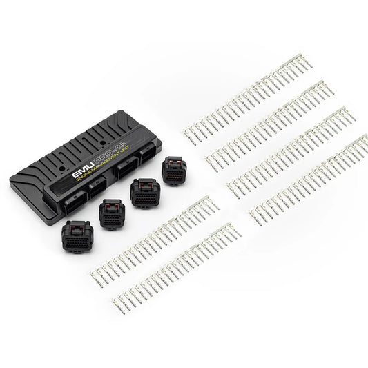 Set of automotive connectors and a connector organizer on a white background