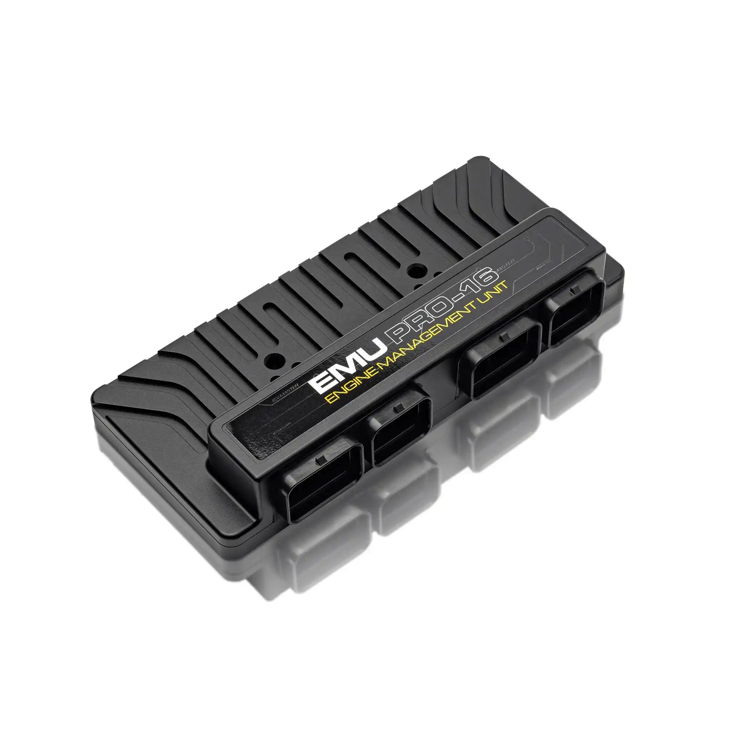 Black electronic module with 'EMU' branding on a white background